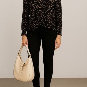 Pleione Zebra Print Blouse in Black and Tan